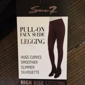 Seven 7 Light Camel Brown Faux Suede Hi Waist Pull on Leggings